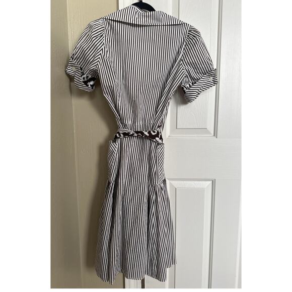 Diane Von Furstenberg Striped Wrap Dress 100% Cotton Size 6 - Picture 5 of 7